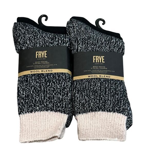 2X Frye Wool Blend Boot Socks 2 pairs Gray Marled Black New with tags